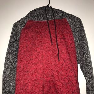 Long sleeve red and gray hoodie